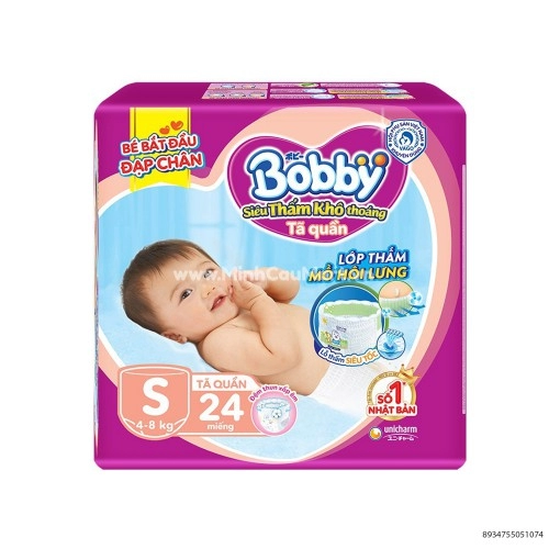 Tã Quần Bobby S24 Miếng Cho Bé 4 - 8 kg